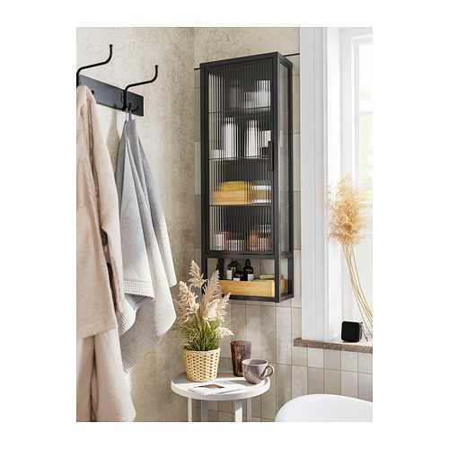 MOSSJÖN wall cabinet w shelves/glass door