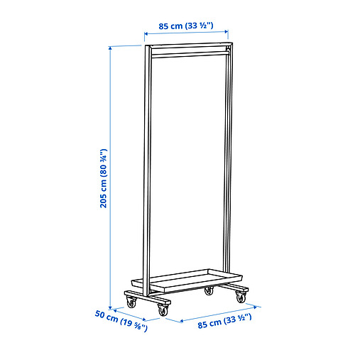 MITTZON frame w cstrs/clths rail/disp shlf