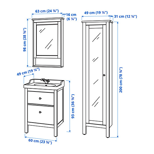 HEMNES/RÄTTVIKEN - bathroom furniture, set of 5, white/Runskär tap | IKEA Taiwan Online - PE849131_S4