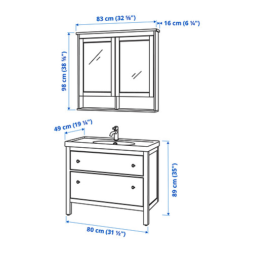 HEMNES/ODENSVIK 浴室家具 4件組