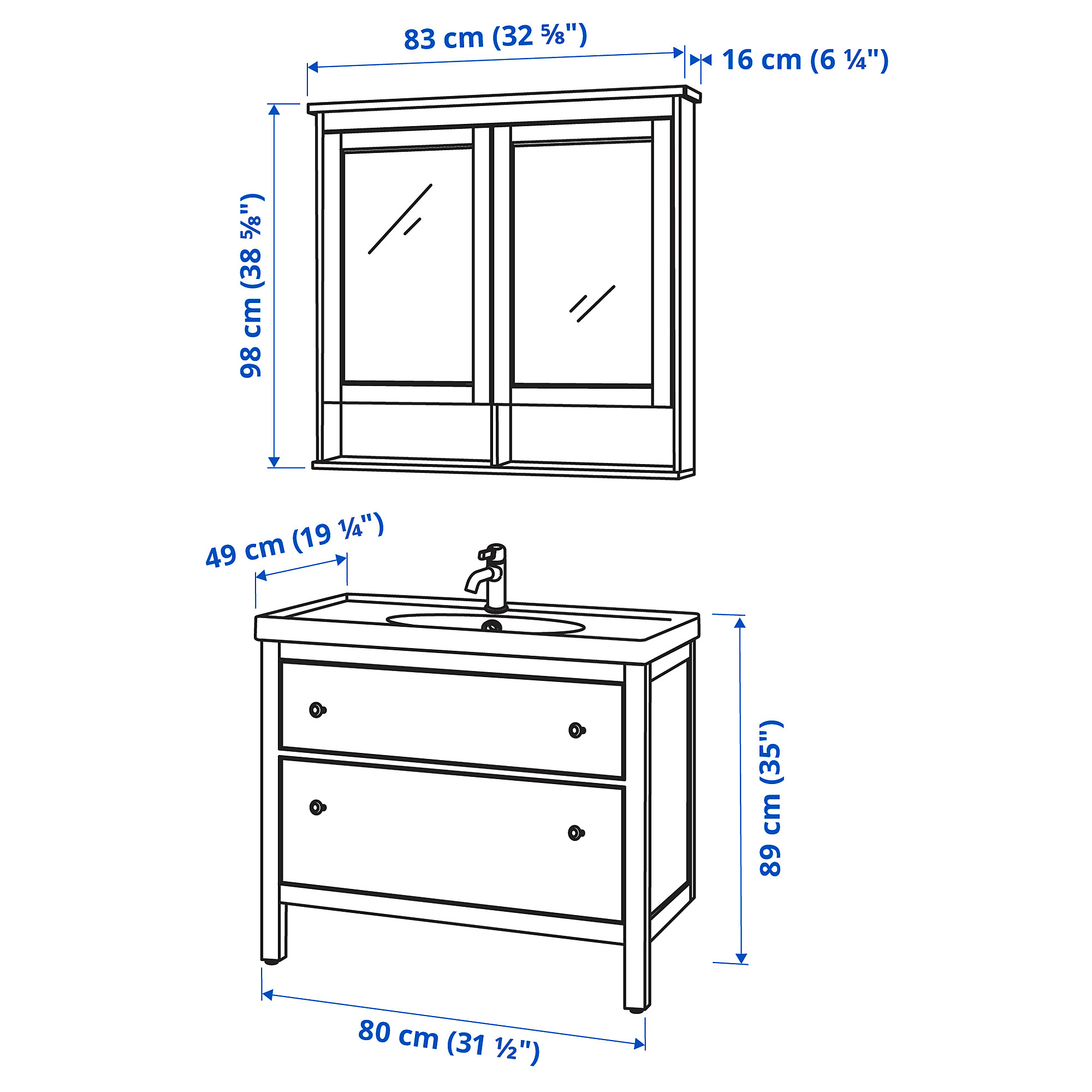 HEMNES/ODENSVIK 浴室家具 4件組