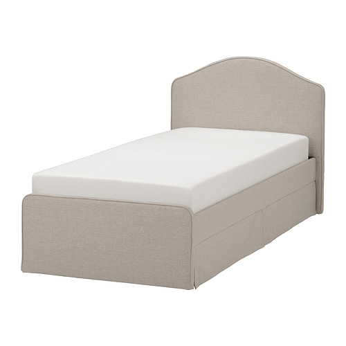 RAMNEFJÄLL - upholstered bed frame, Kilanda light beige/Luröy, 90x200 cm | IKEA Taiwan Online - PE927358_S4