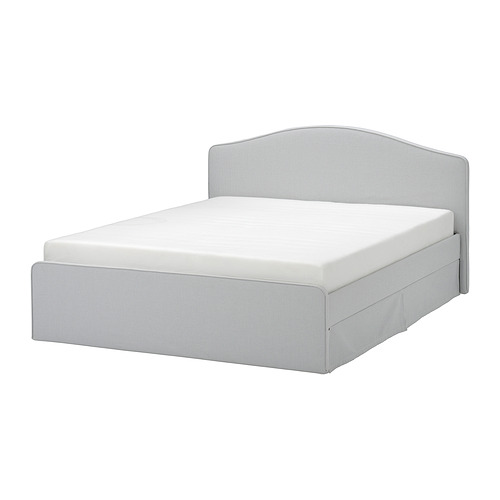 RAMNEFJÄLL - upholstered bed frame, Klovsta grey/white/Luröy, 150x200 cm | IKEA Taiwan Online - PE927373_S4