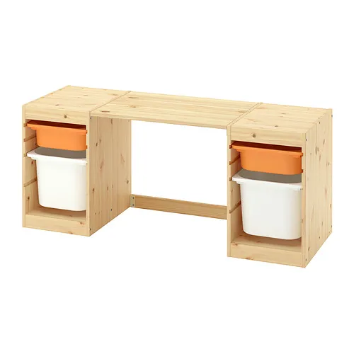 TROFAST - 書桌附收納盒, 染白松木/白色 白色, 124x44x53 公分 | IKEA 線上購物 - PE992886_S4