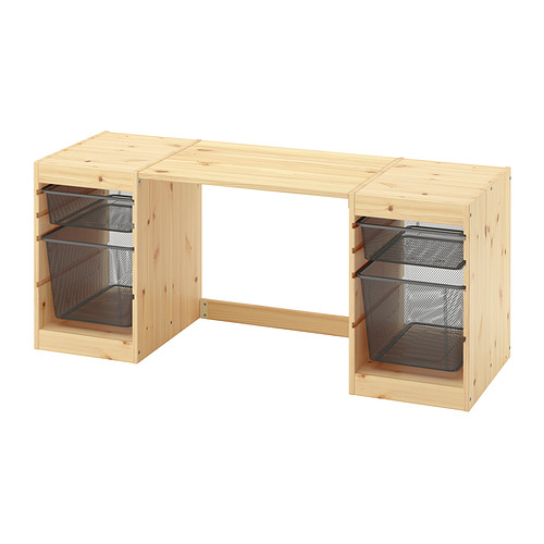 TROFAST 書桌附網眼式收納盒