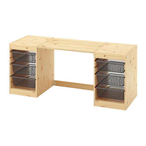 TROFAST desk with mesh storage boxes