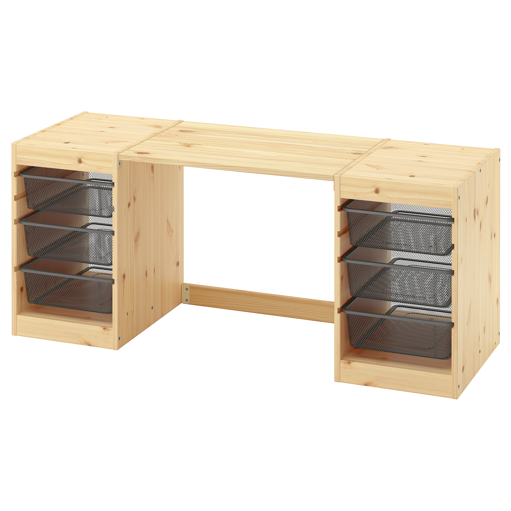 TROFAST desk with mesh storage boxes