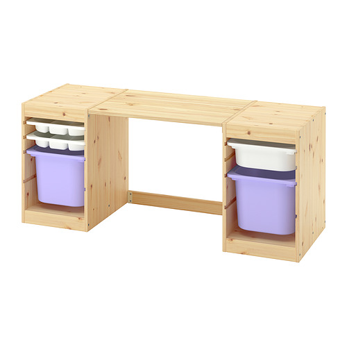 TROFAST - desk with storage boxes/trays, light white stained pine/white lilac, 124x44x53 cm | IKEA Taiwan Online - PE992899_S4