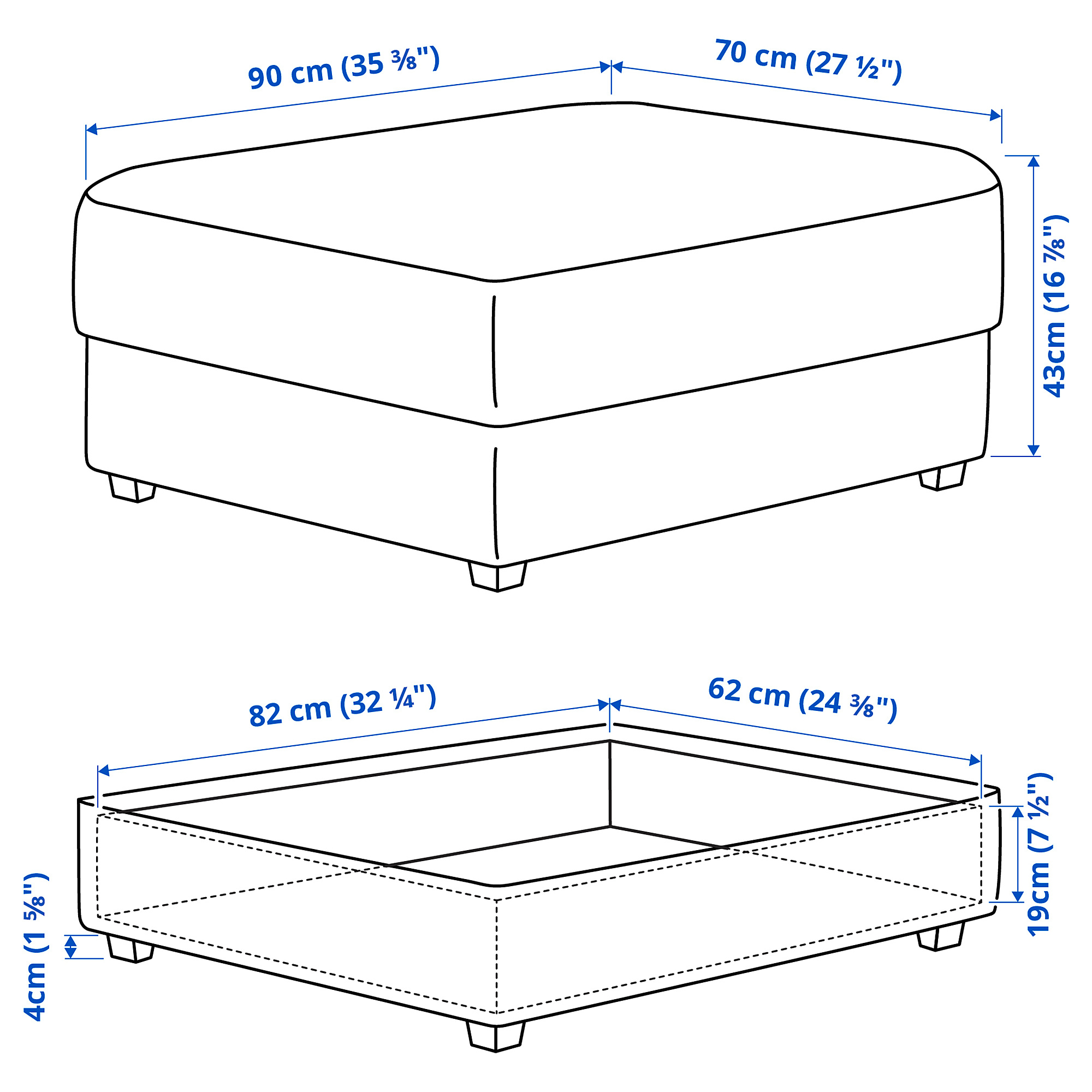 KIVIK footstool with storage