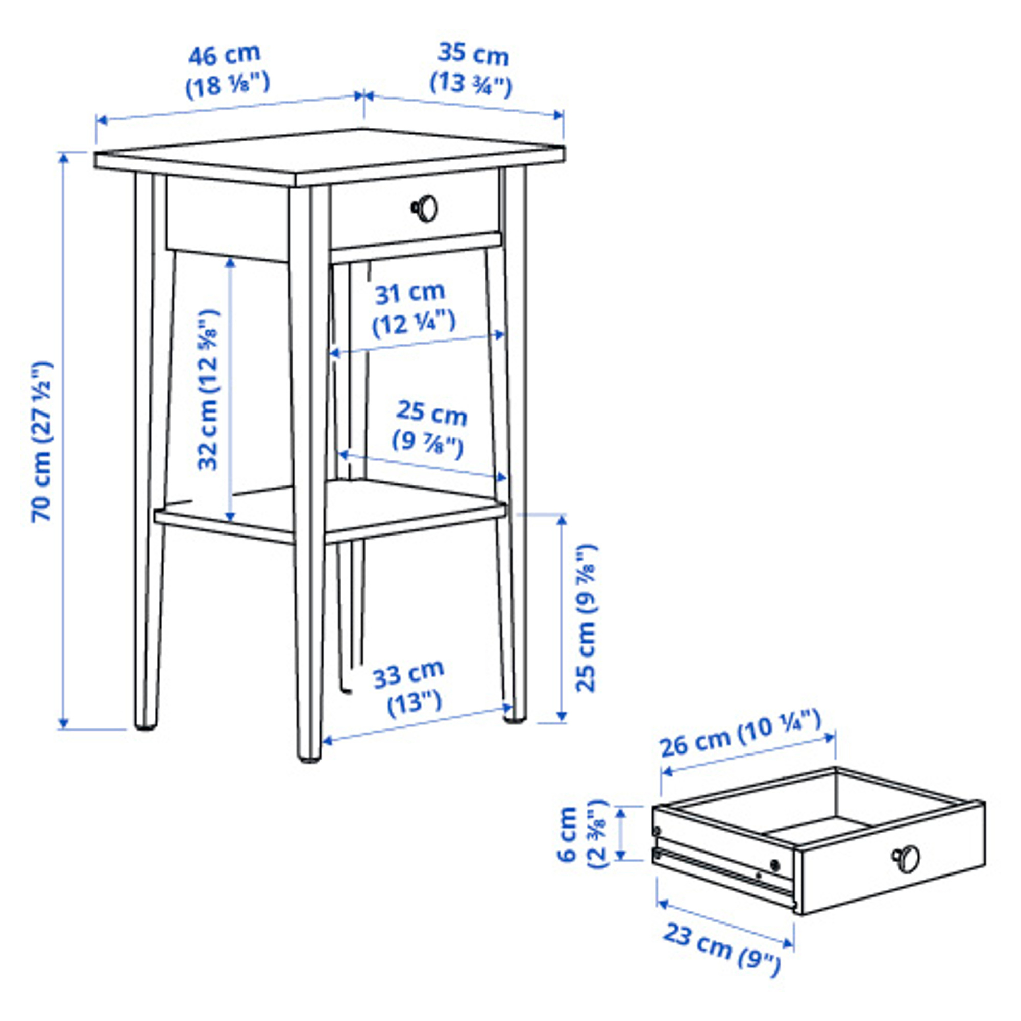 HEMNES bedside table