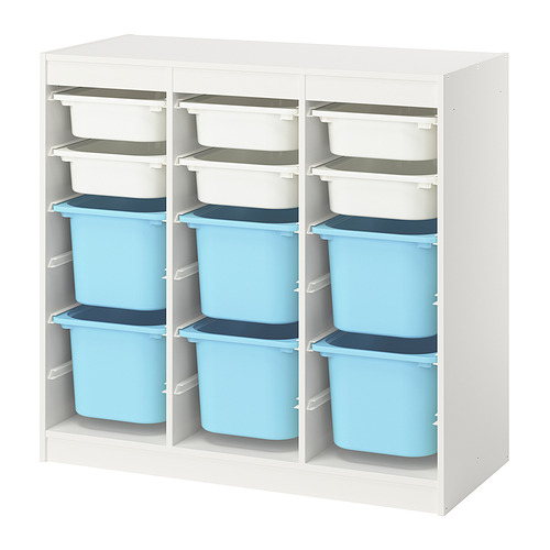 TROFAST - storage combination with boxes, room divider/white light blue, 99x44x95 cm | IKEA Taiwan Online - PE992974_S4