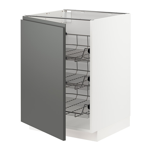 METOD base cabinet with wire baskets