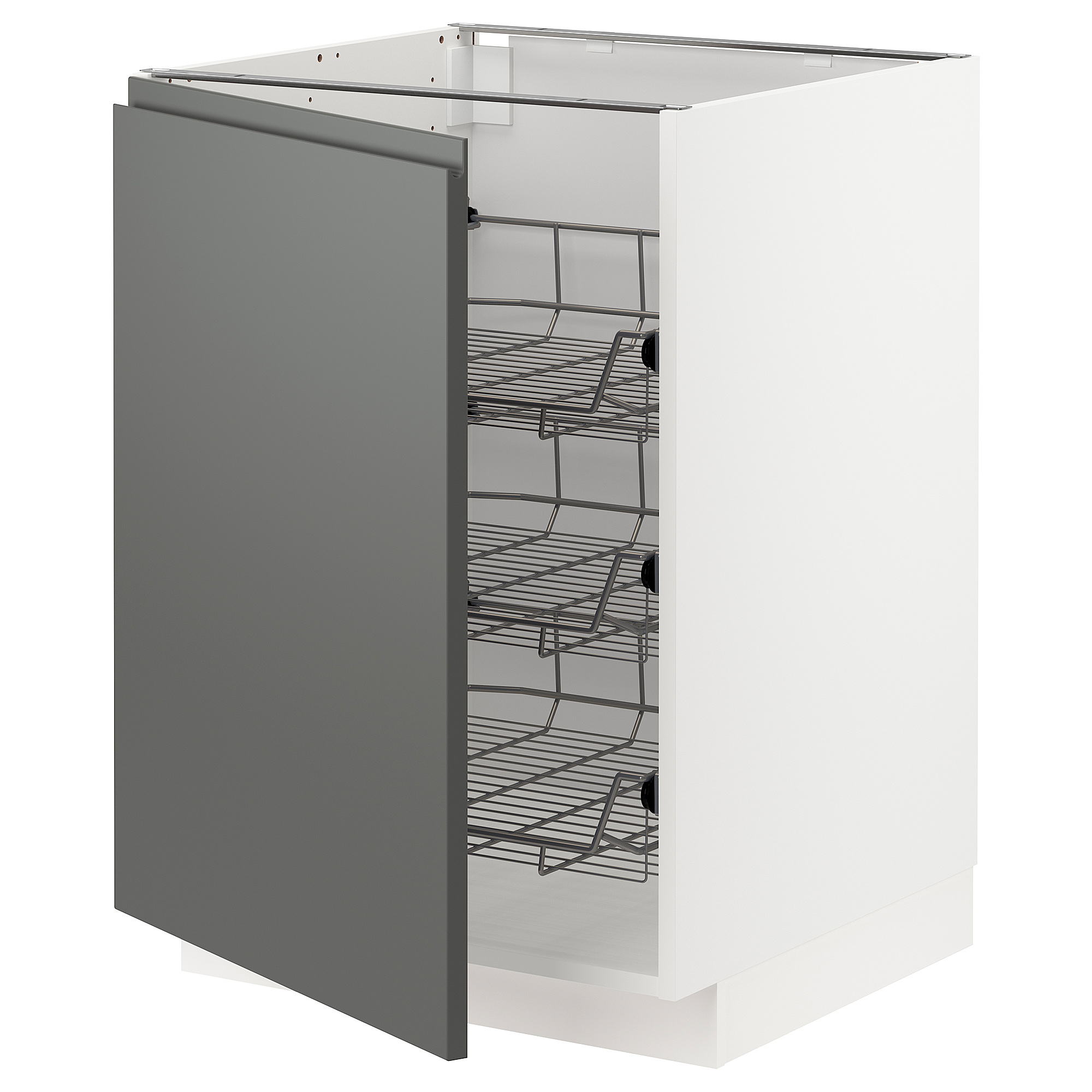 METOD base cabinet with wire baskets