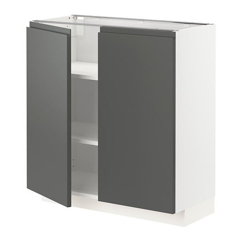 METOD - base cabinet with shelves/2 doors, white/Voxtorp dark grey | IKEA Taiwan Online - PE749823_S4