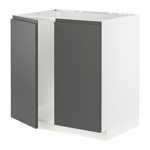 METOD - base cabinet for sink + 2 doors, white/Voxtorp dark grey | IKEA Taiwan Online - PE749819_S4