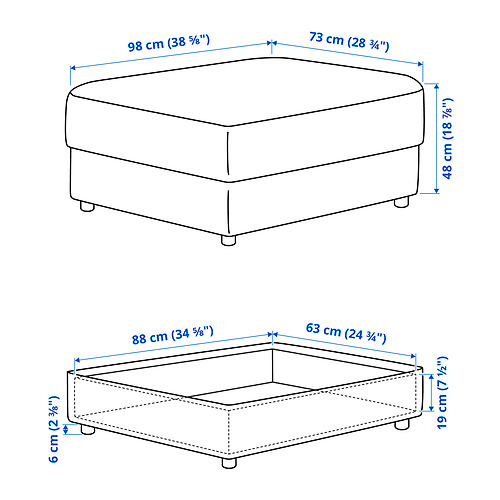 VIMLE - footstool with storage, Gunnared medium grey | IKEA Taiwan Online - PE849300_S4