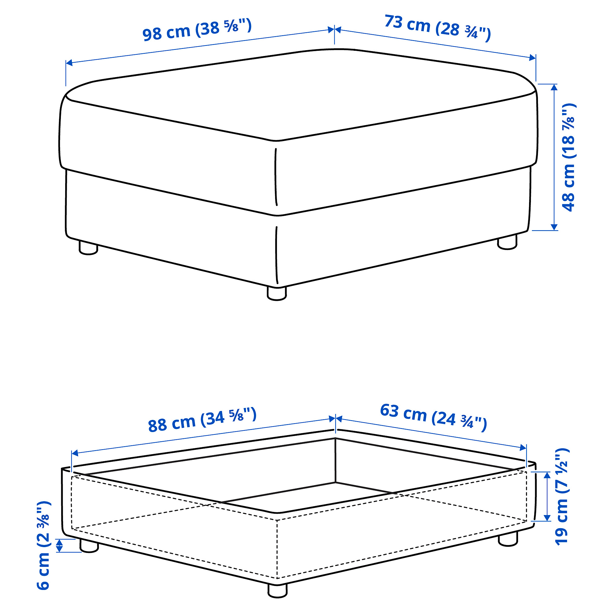 VIMLE footstool with storage