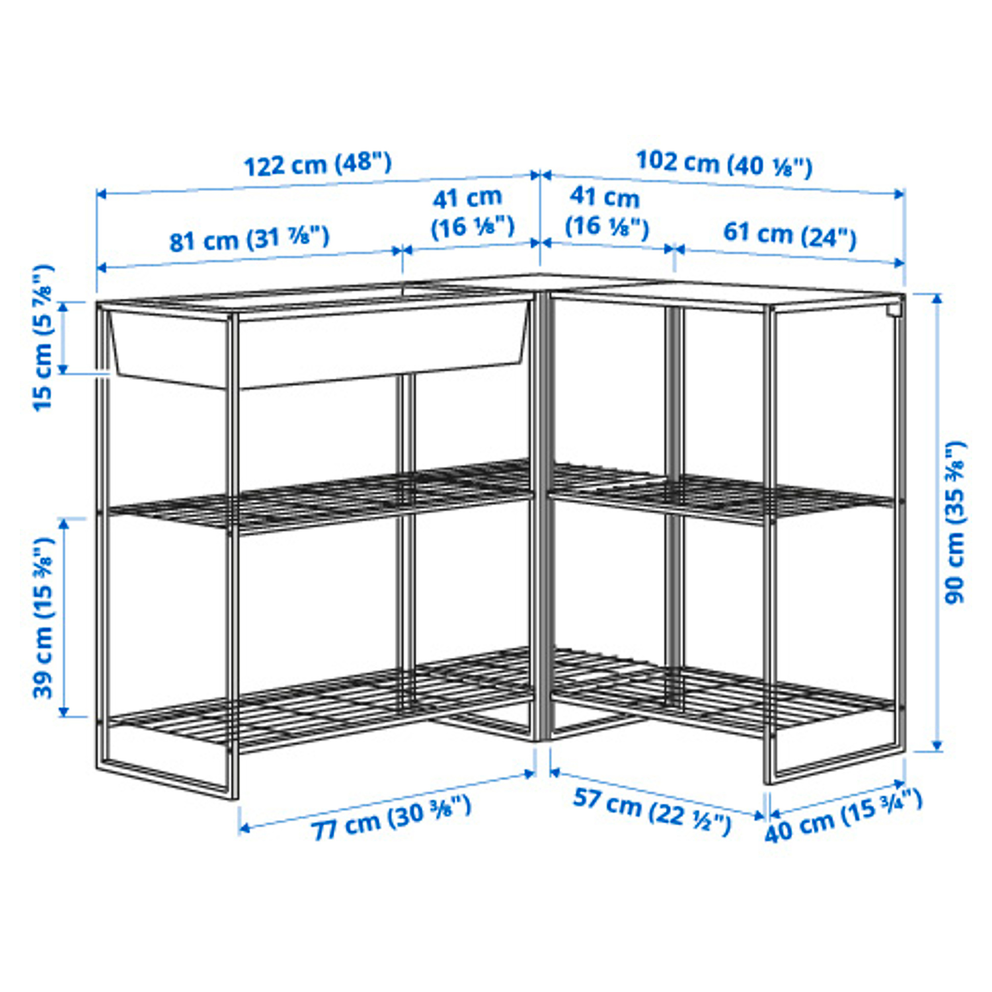 JOSTEIN shelving unit with container