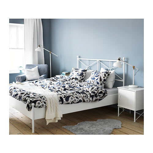 MUSKEN - 雙人床框, 白色, 附LURÖY床底板條 | IKEA 線上購物 - PE381586_S4