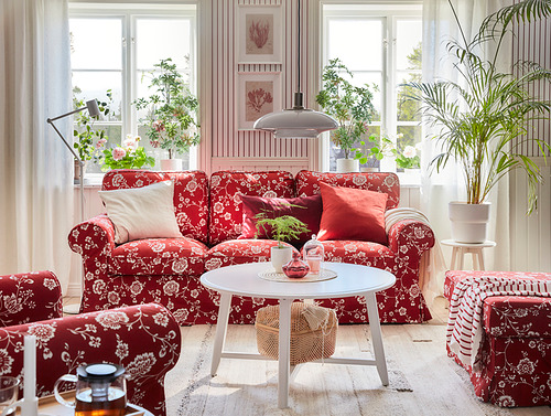 EKTORP - 3-seat sofa, Virestad red/white | IKEA Taiwan Online - PH172871_S4