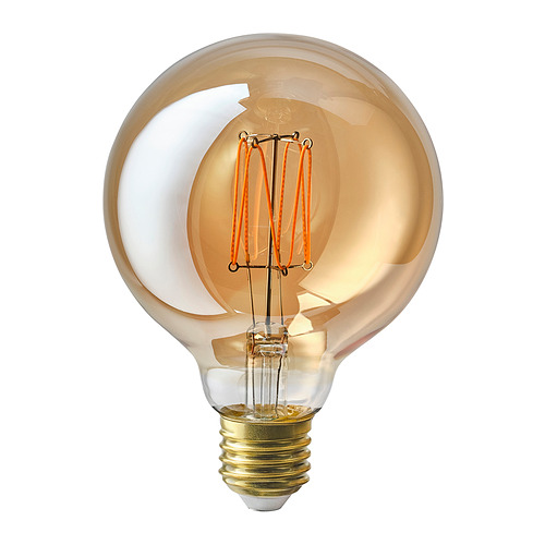 MOLNART - LED燈泡 E27 150流明, 球形 棕色 透明玻璃, 95 公厘 | IKEA 線上購物 - PE926560_S4