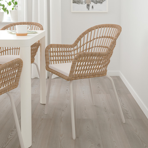 NORNA/NILSOVE - chair with chair pad, rattan white/Laila natural | IKEA Taiwan Online - PE750386_S4