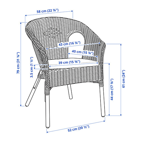AGEN - armchair with cushion, rattan/Norna natural | IKEA Taiwan Online - PE849591_S4