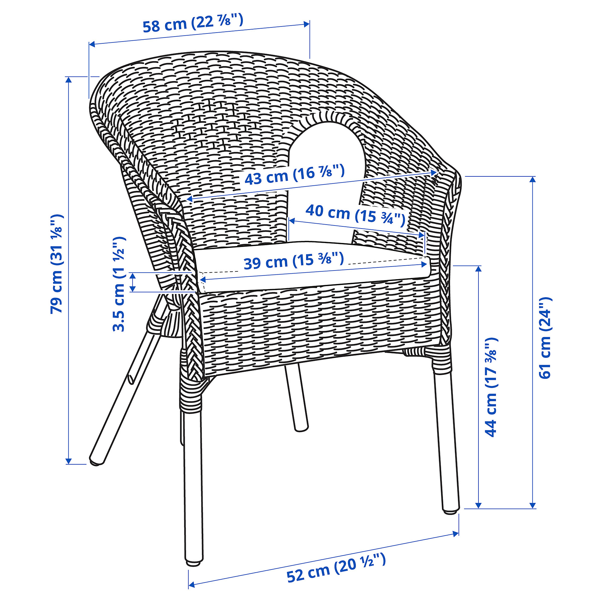 AGEN armchair with cushion