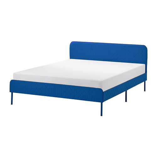 SLATTUM - upholstered bed frame, Knisa bright blue, 150x200 cm | IKEA Taiwan Online - PE926668_S4