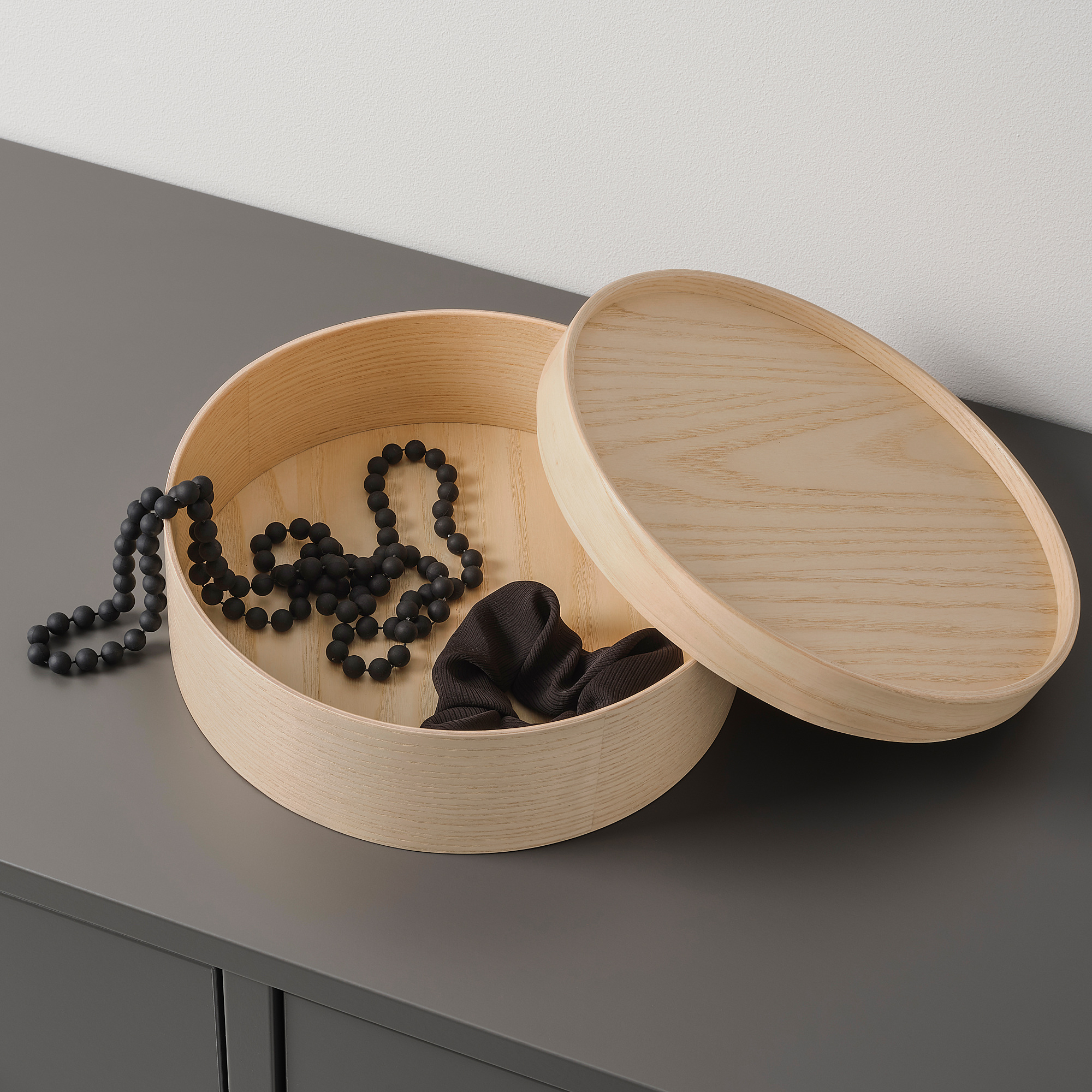 Mallgroda 附蓋收納盒直徑25公分 實木貼皮梣木 Ikea 線上購物