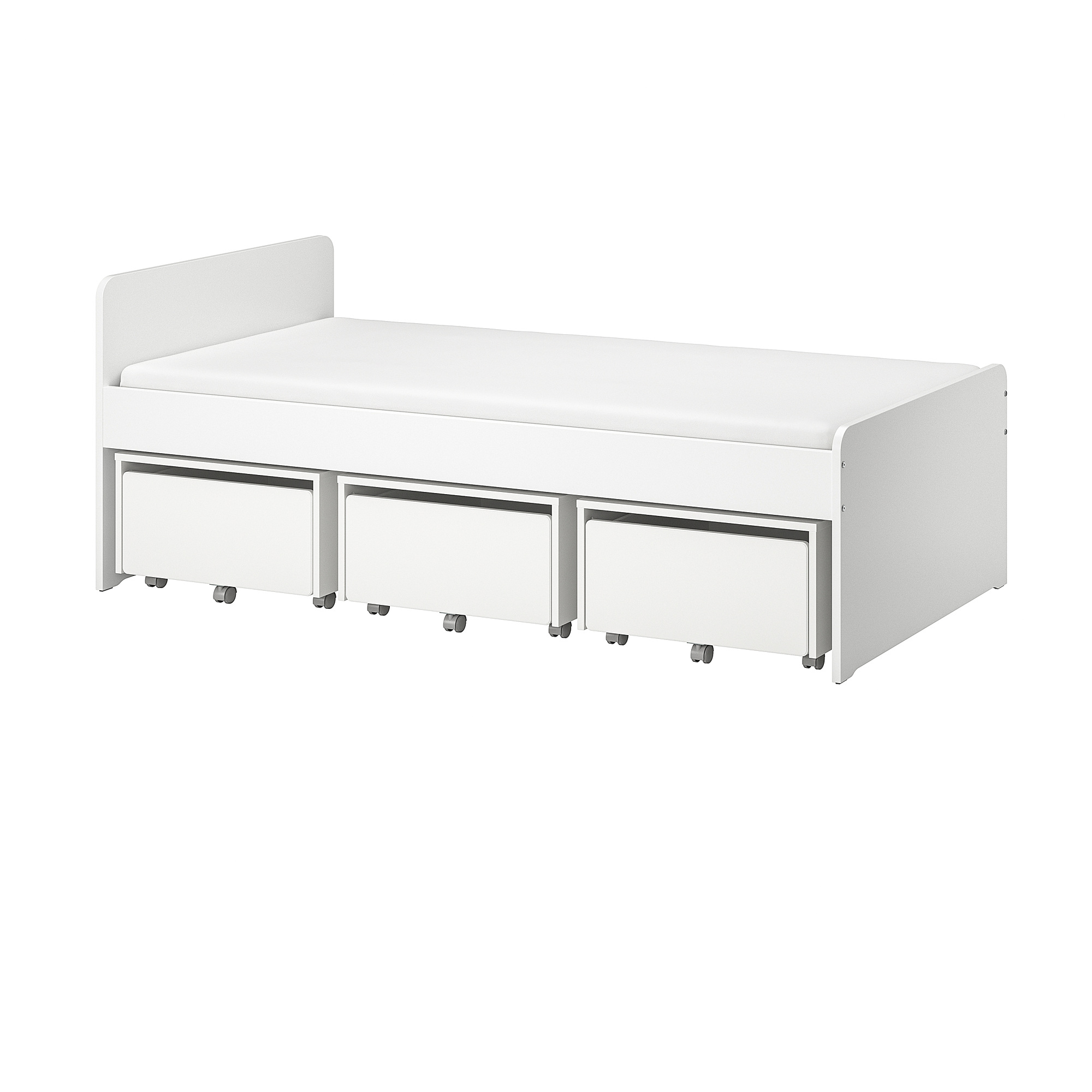 SLÄKT bed frame with 3 storage boxes