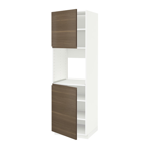 METOD - 雙門烤箱高櫃附層板, 白色/Voxtorp 胡桃木紋 | IKEA 線上購物 - PE543753_S4