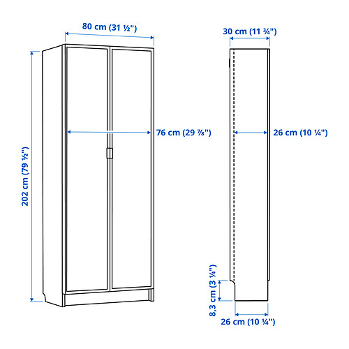 BILLY/HÖGBO bookcase with glass doors