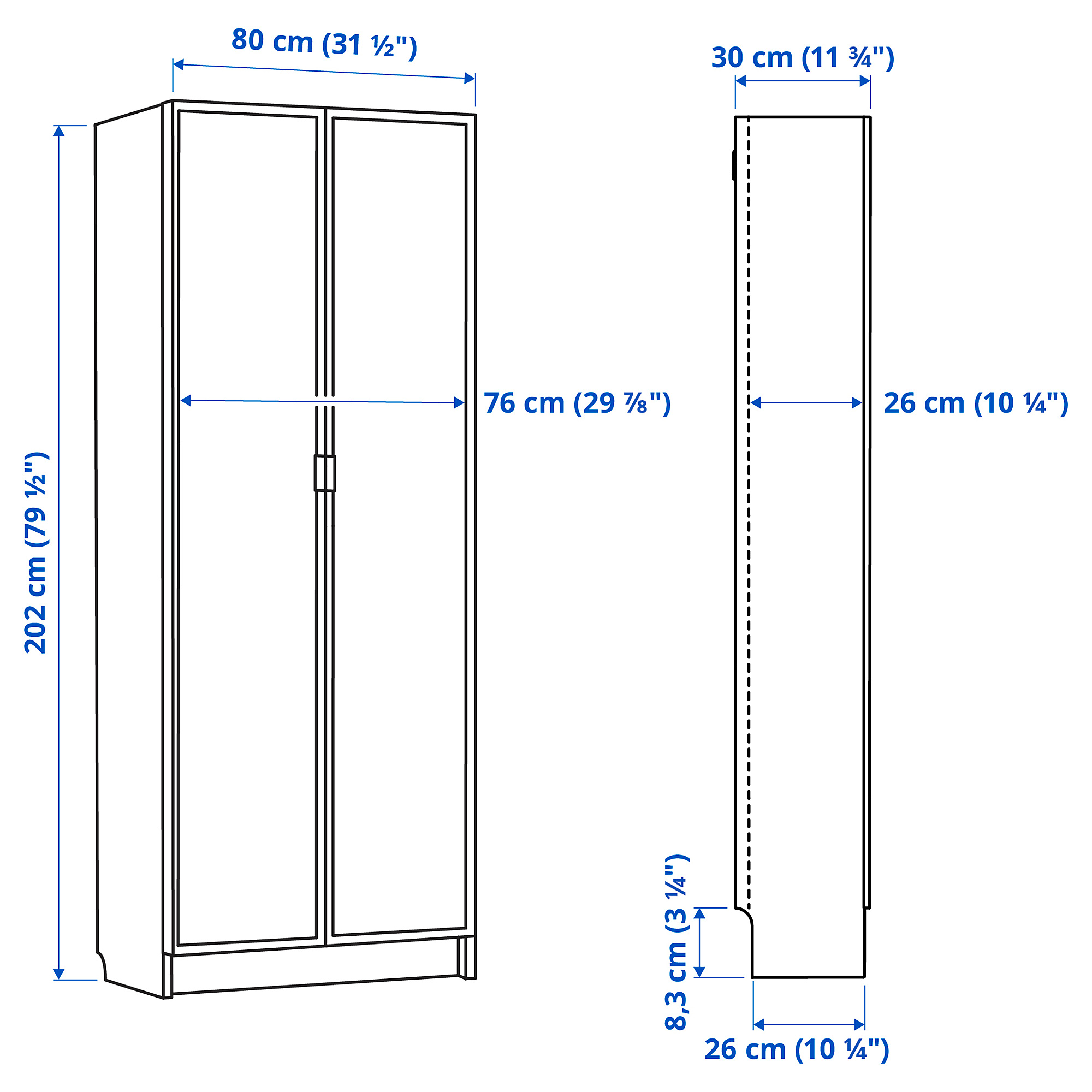 BILLY/HÖGBO bookcase with glass doors