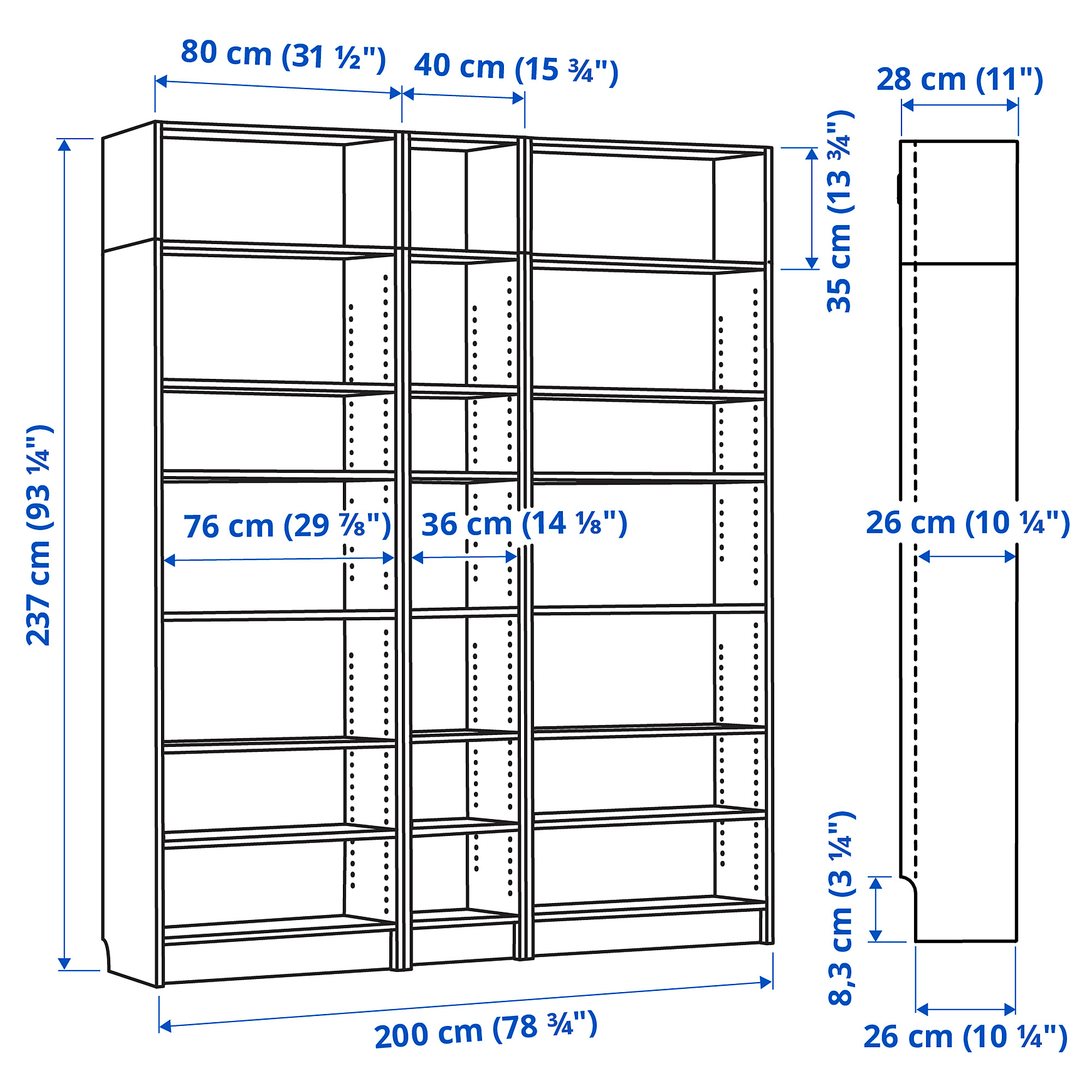 BILLY bookcase comb with extension units