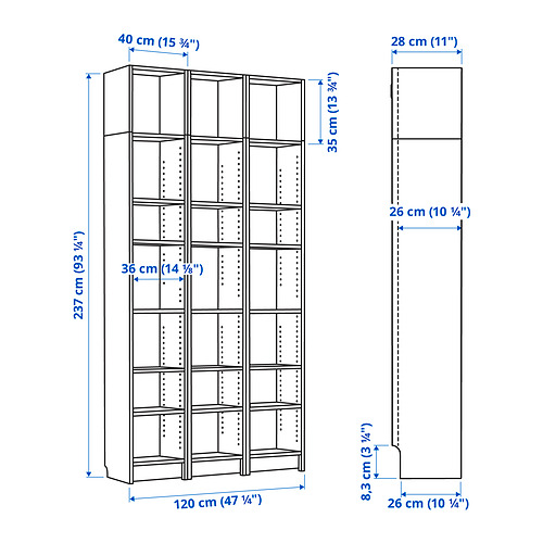 BILLY bookcase comb with extension units