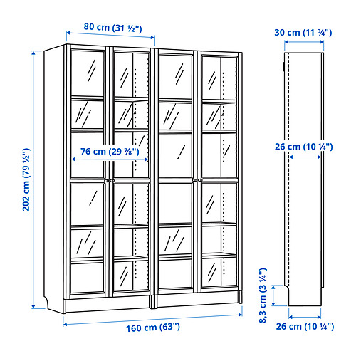 BILLY/OXBERG - bookcase, brown/ash veneer glass | IKEA Taiwan Online - PE849833_S4
