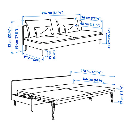 SÖDERHAMN 3-seat sofa-bed section