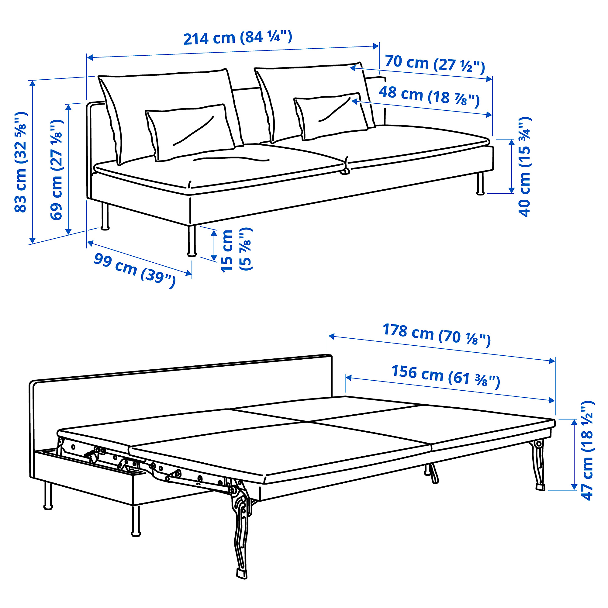 SÖDERHAMN 3-seat sofa-bed section