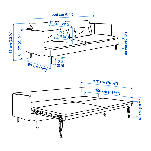 SÖDERHAMN 3-seat sofa-bed