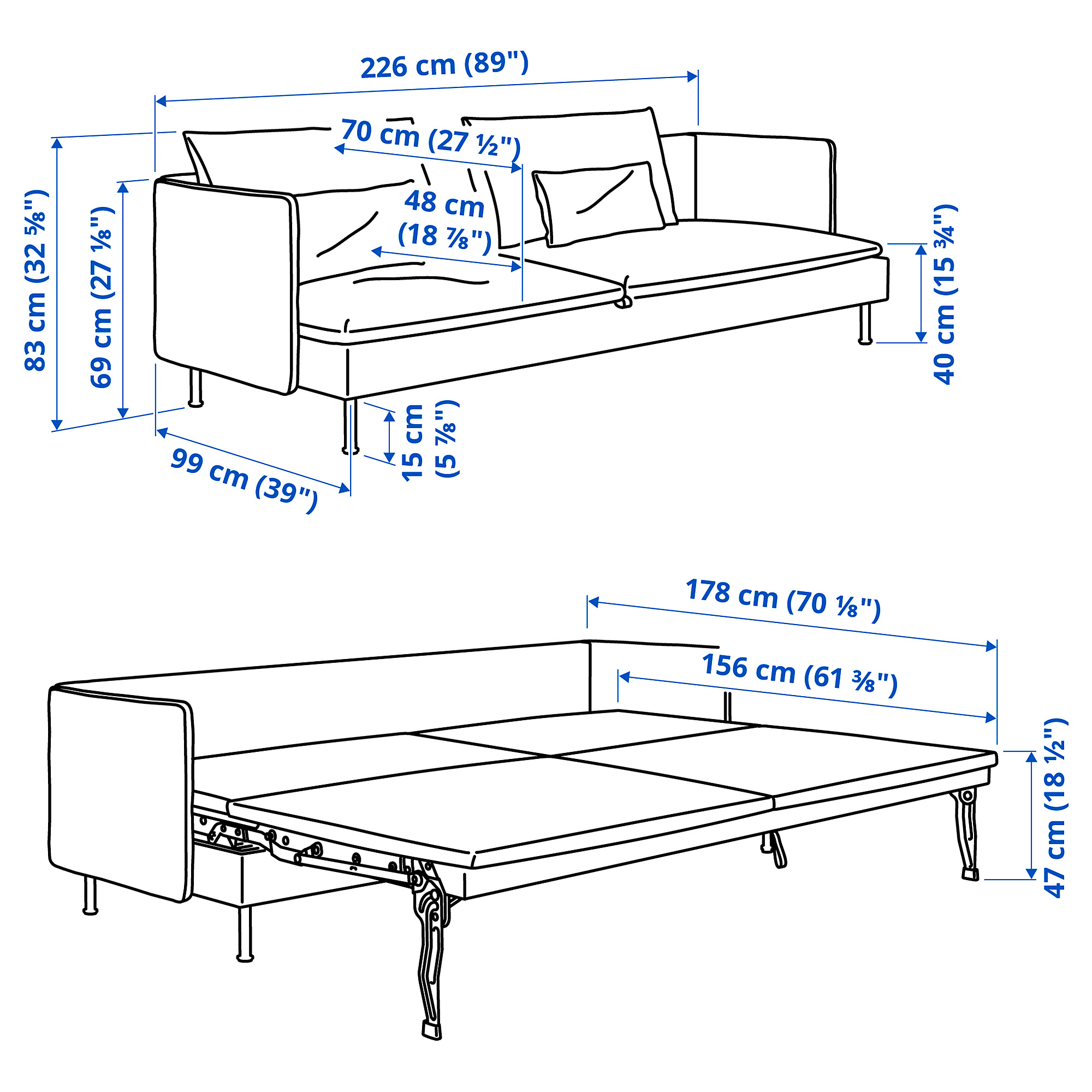 SÖDERHAMN 3-seat sofa-bed