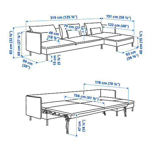 SÖDERHAMN 4-seat sofa-bed