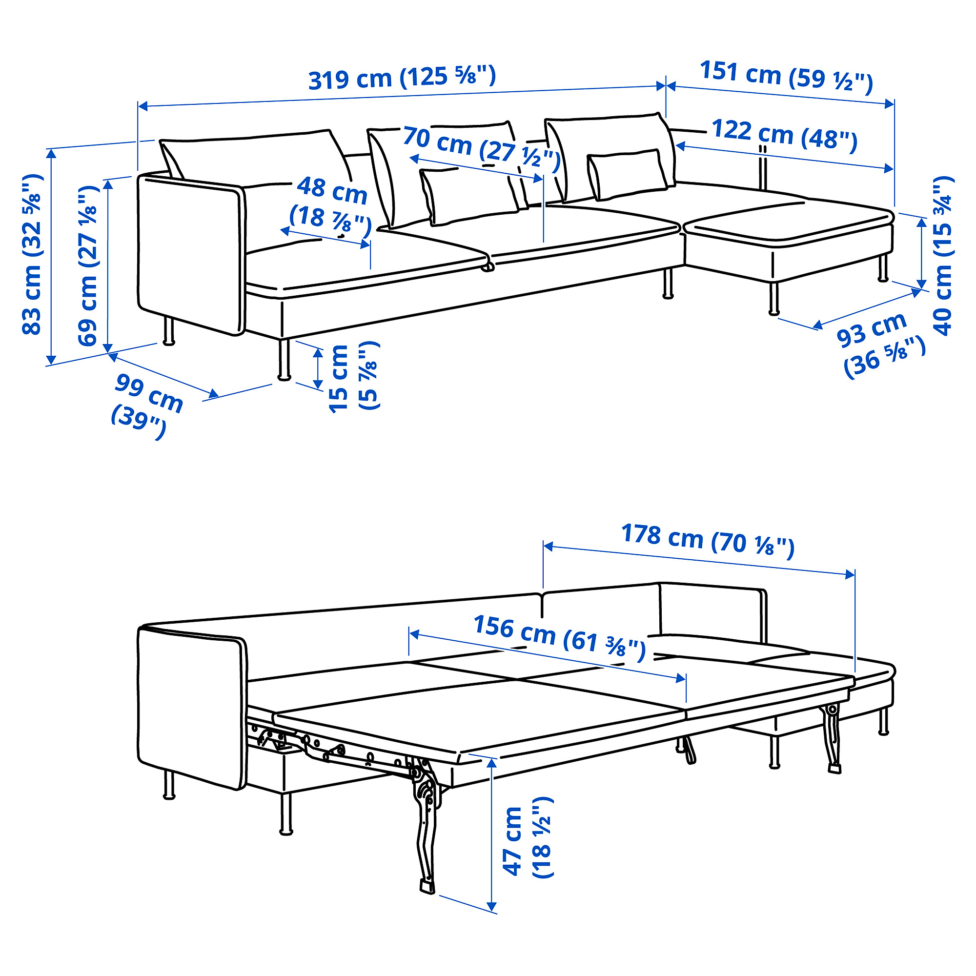 SÖDERHAMN 4-seat sofa-bed