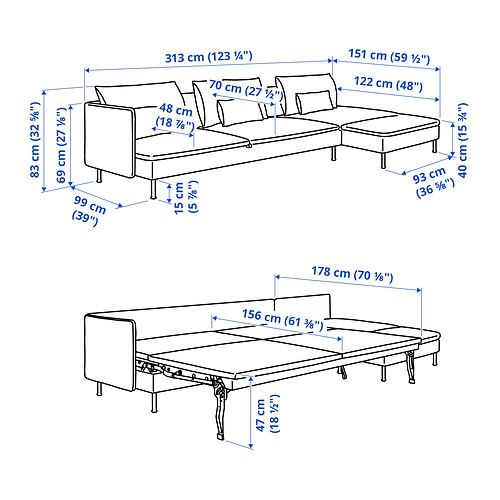 SÖDERHAMN 4-seat sofa-bed