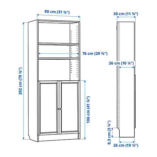 BILLY/OXBERG - bookcase with doors, white | IKEA Taiwan Online - PE849850_S4