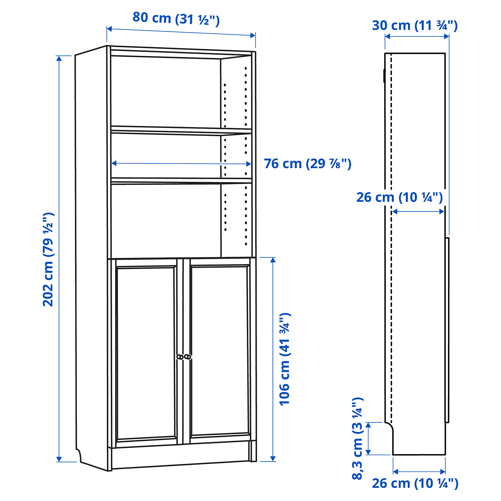 BILLY bookcase with doors