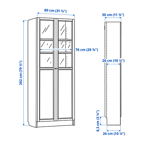 BILLY/OXBERG bookcase with panel/glass doors