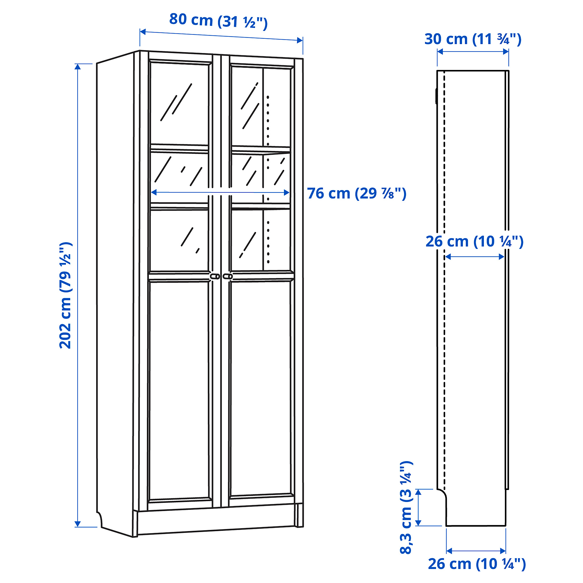 BILLY/OXBERG bookcase with panel/glass doors