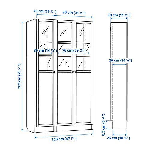 BILLY/OXBERG - bookcase with panel/glass doors, white stained oak veneer/glass | IKEA Taiwan Online - PE849853_S4