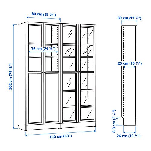 BILLY/OXBERG - bookcase with panel/glass doors, brown ash veneer/glass | IKEA Taiwan Online - PE849863_S4